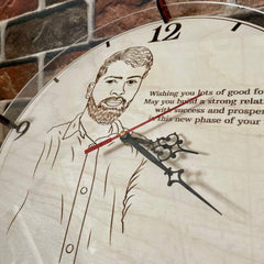 Round wooden wall clock front view