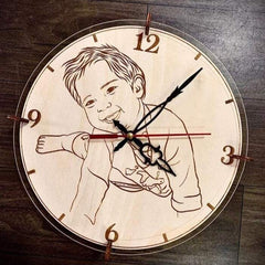 Wall-mounted wooden clock in living room