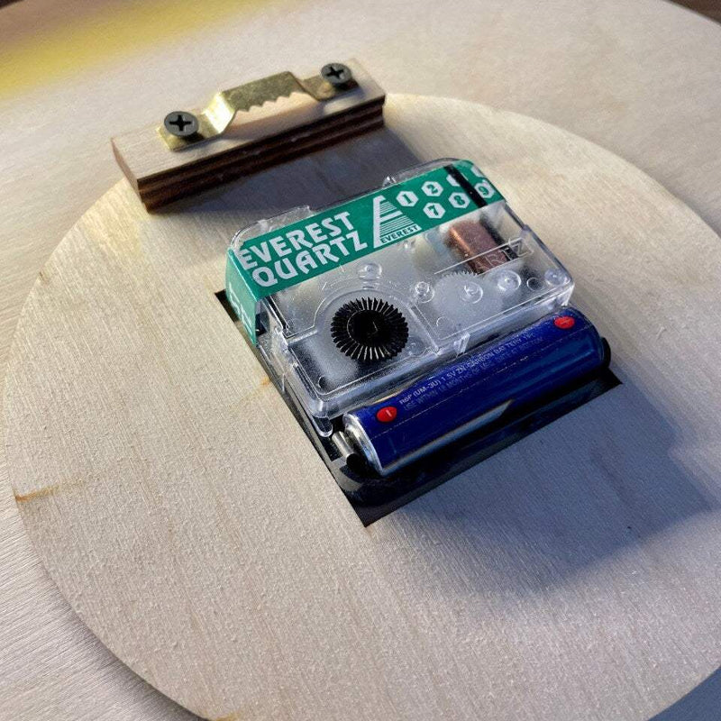 Silent movement wooden clock on wall