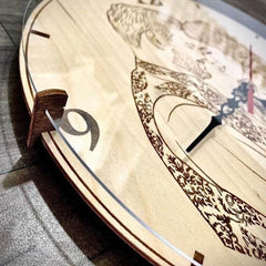 Elegant wall clock made from natural wood