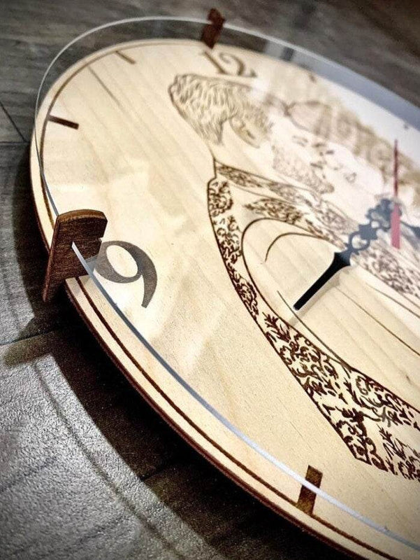 Elegant wall clock made from natural wood