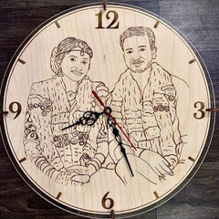 Round wooden wall clock front view