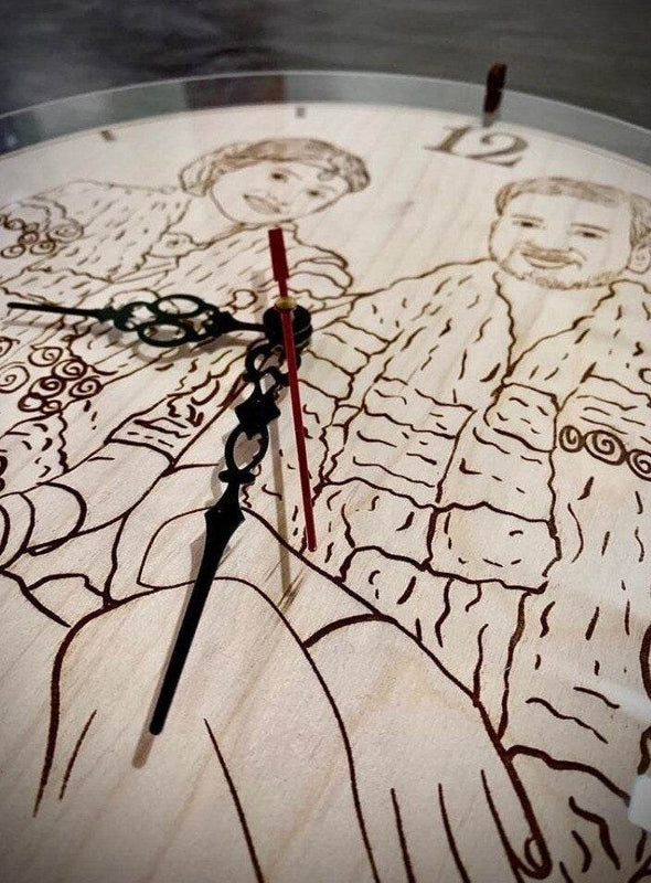 Wall-mounted wooden clock in living room