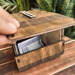 Cash saving box with counter – side view